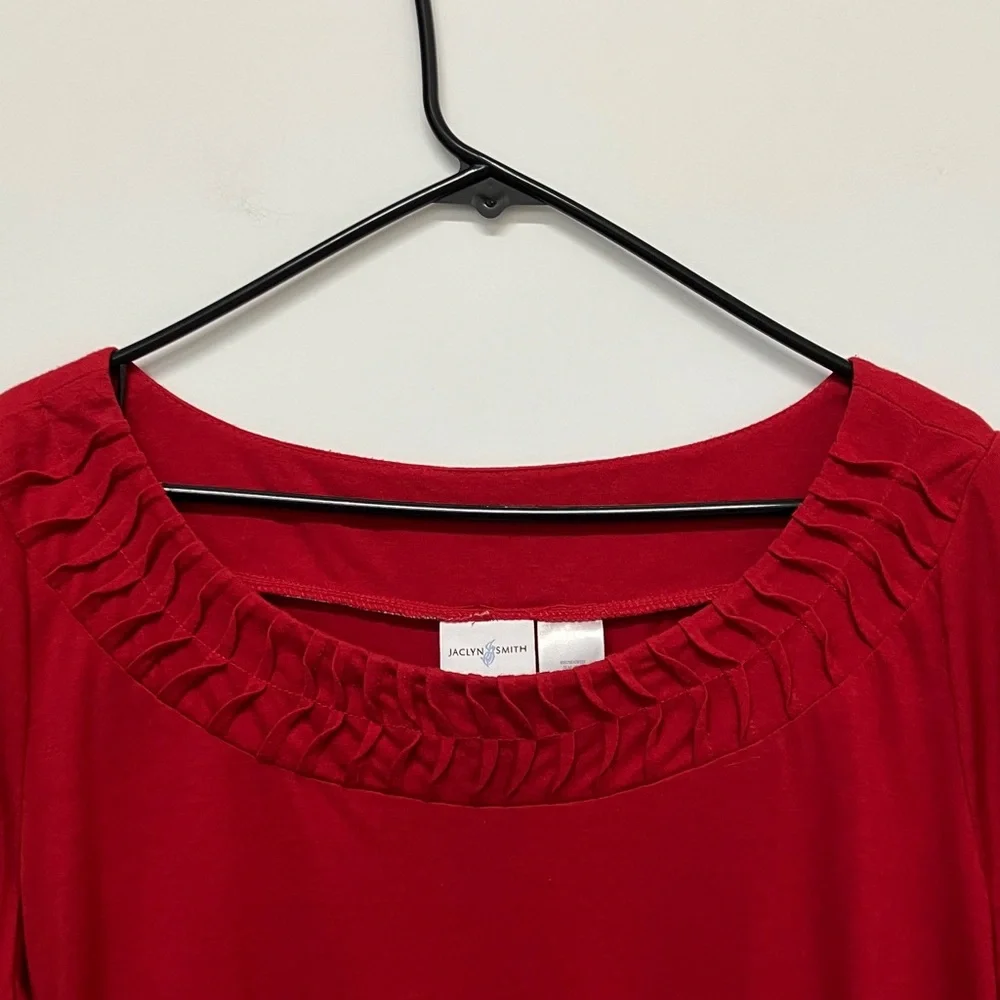 Jaclyn Smith, Ruby Red Short Sleeve Women's Top, XXL - Picture 3 of 10